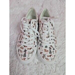 Cynthia Rowley White Canvas Cute Dogs & Hearts Sneakers Size 8M